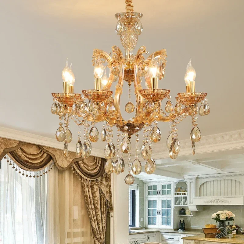 European Crystal Chandelier Luxury Living Room Restaurant Bedroom Hotel Clothing Store Pendent Lamp