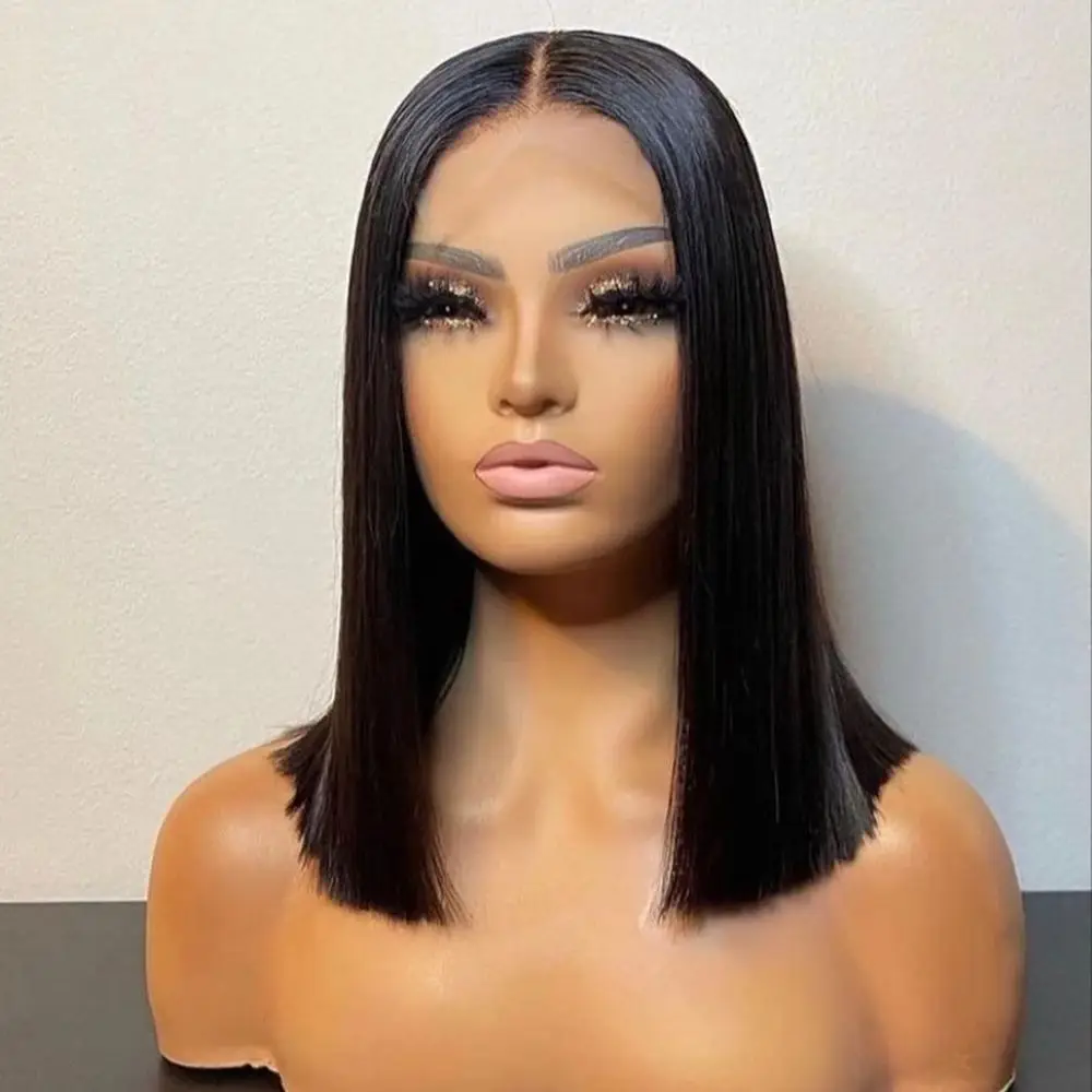 

13x4 Прямой кружевной фронтальный парик Боб Предварительно выщипанный Remy Bone Прямой короткий парик Боб Бесклеевой 4x4 5x5 Парики из человеческих волос для женщин ﻿