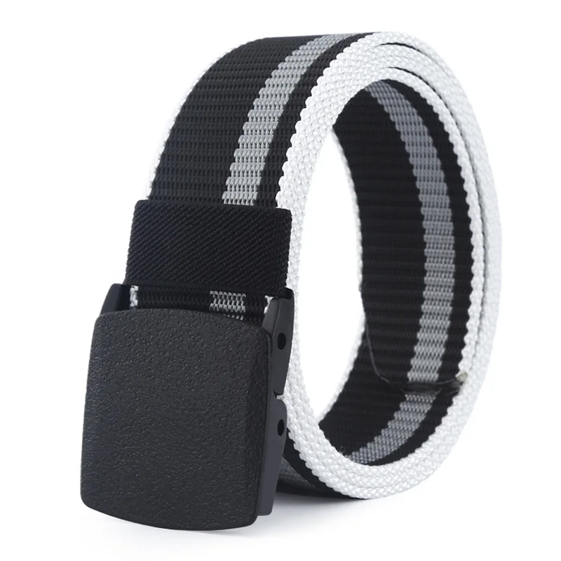 

fashion men's tactical belt breathable quick-dry nylon knit girdle plastic slide buckle waistband outdoors durable sport sash