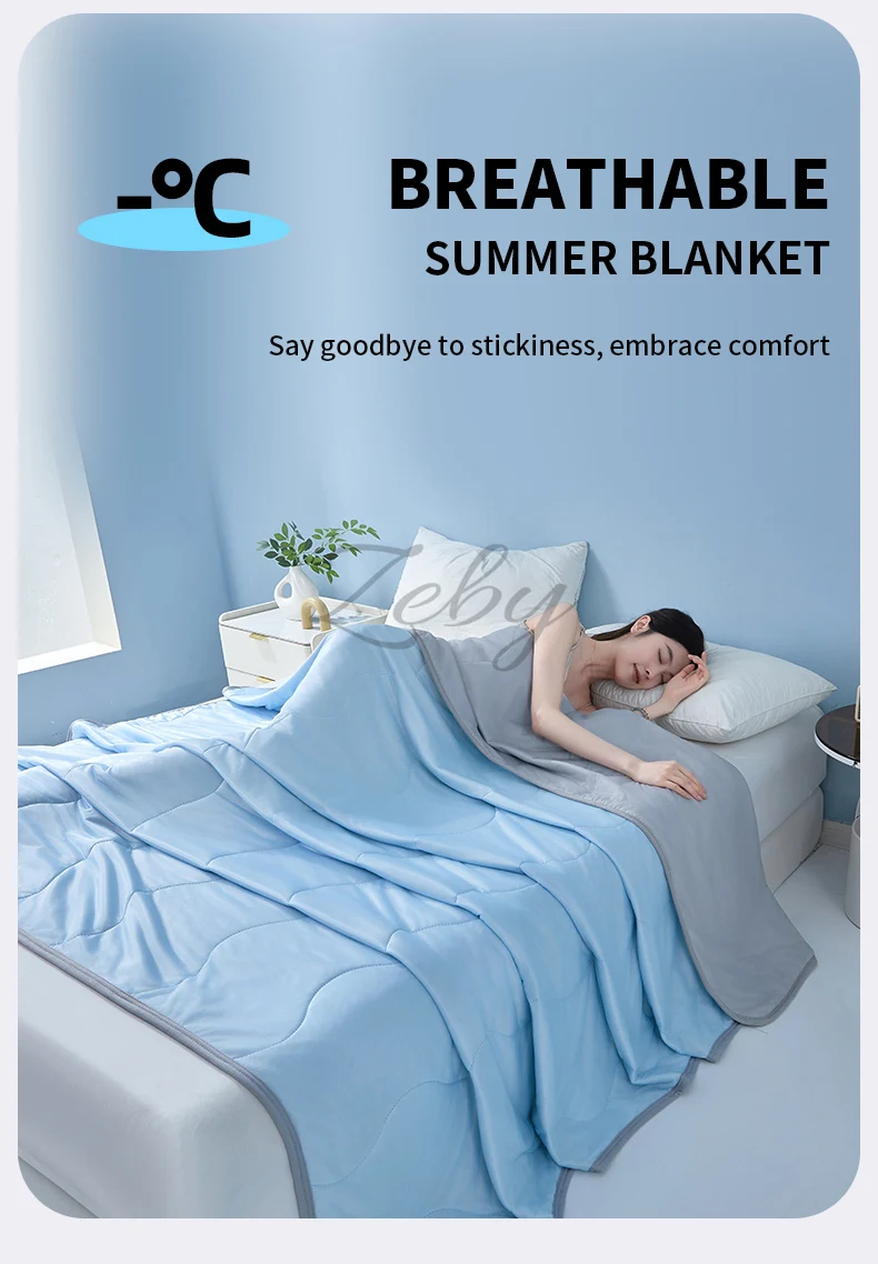 New Wave Pattern Cool Summer Blanket Natural Coolness Qulited Duvet Cooling Sensation Comforter Well-vetilated Queen King Quilt