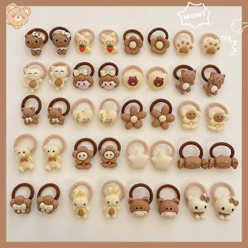 Kawaii Cartoon Baby Kleine Scrunchies Niedliche Kinder Mädchen Elastische Haargummis Accessoires Haarschleifen Haarschmuck