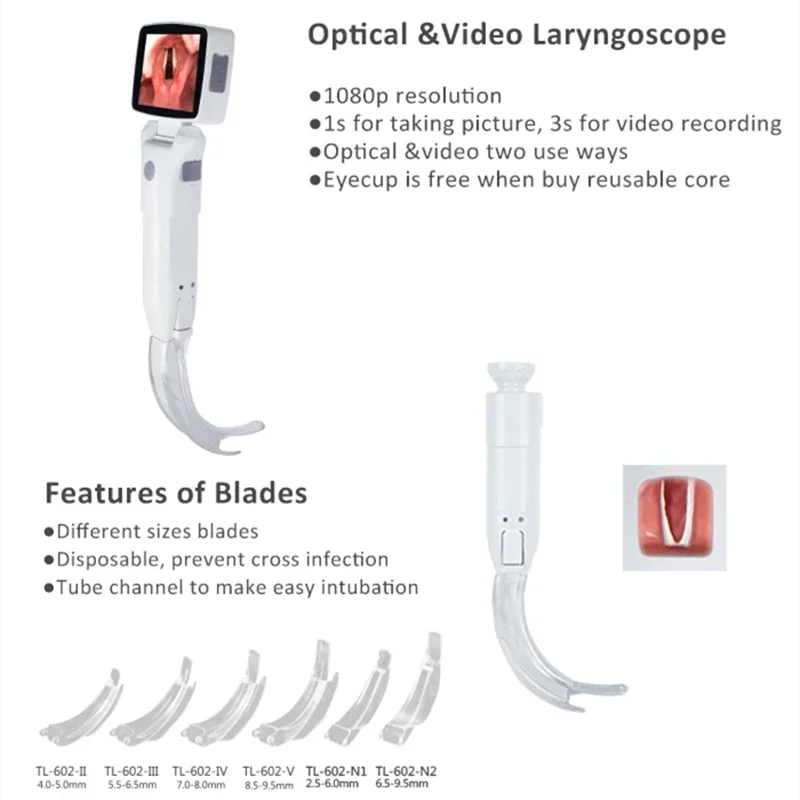 Upgrade Hospital Clinic Use Medical Disposable Digital anesthesi Optical And Video Laryngoscope