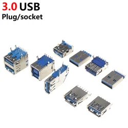 50/20pcs Female USB 3.0 Connector Socket Jack 90 180degree DIP U Disk Hi-Speed Data double 2xTransmission Warped Flat Mouth