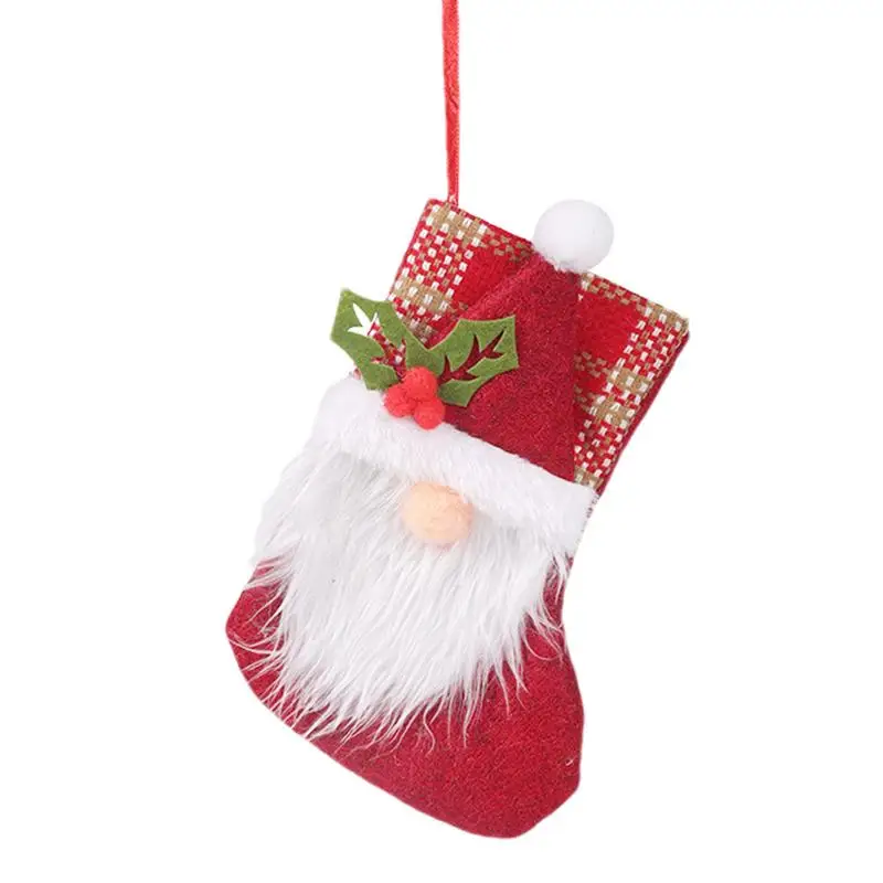 Cute Christmas Stockings Non-woven Cute 3D Gnome Christmas Stockings Christmas Socks Decoration Faceless Doll Rudolph Holiday