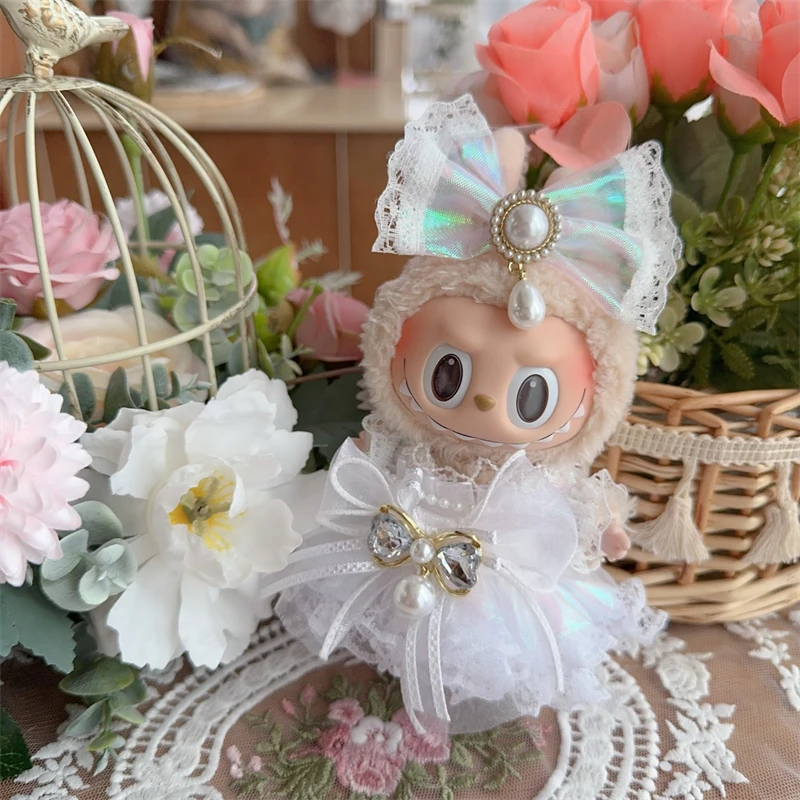 LABUBU clothes baby clothes 17 cm heart-wrenching macaron sitting in party Headdress + skirt suit（2 points）