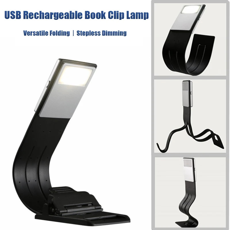 

3 Color Dimming LED Book Light Rechargeable With Clip-On Night Light Eye Protection For Bedside Studyroom Reading Book Light