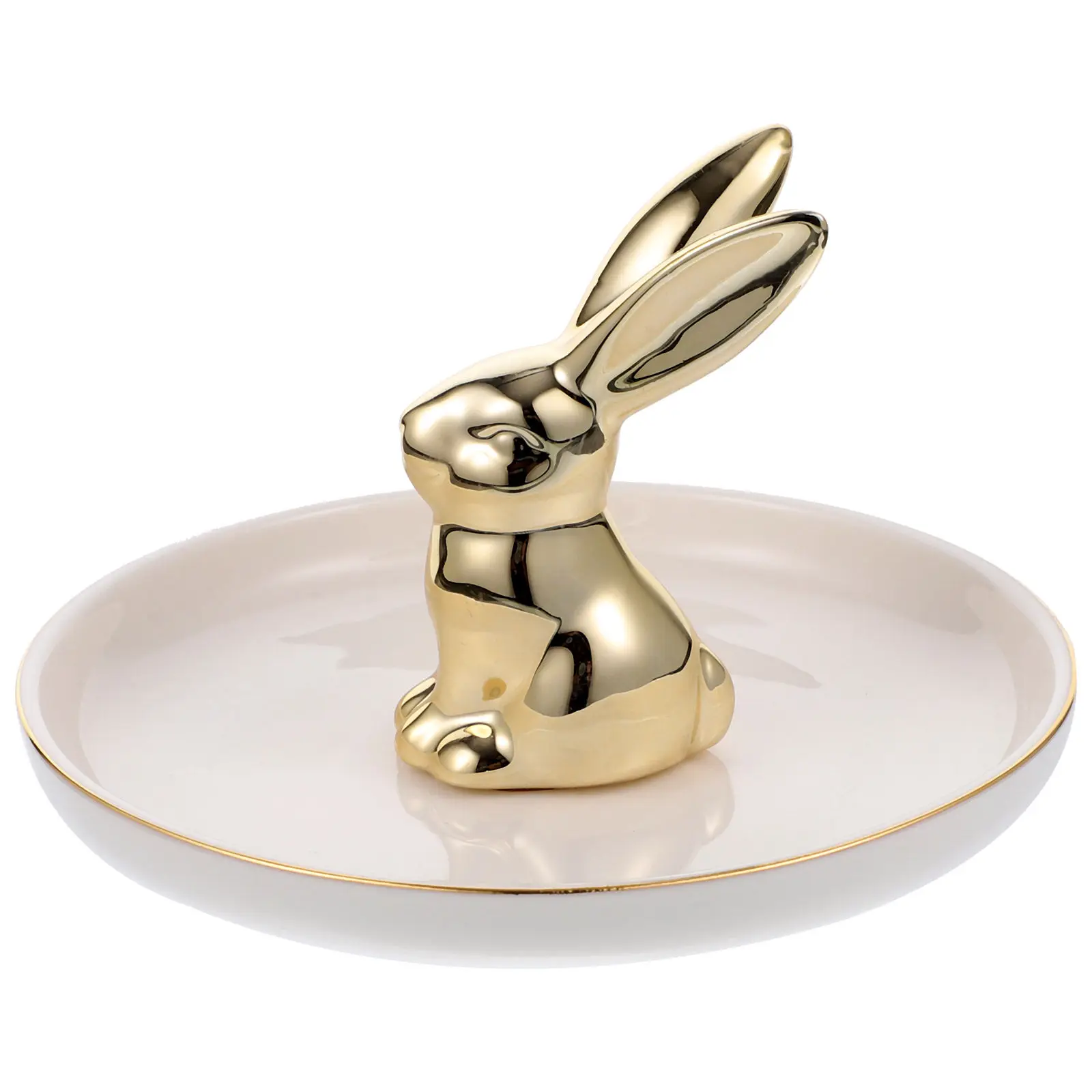 Rabbit Jewelry Tray Creative Ceramic Storage Plate Decorative Jewelry Organizer Desktop Home Display Tray for Rings Earrings