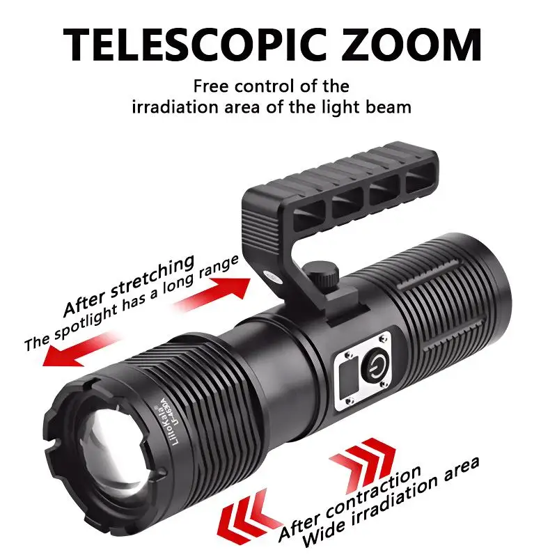 LiitoKala LF-4630A Flashlight Laser Illumination Zoom, COB, 4-Section 18650, 2000mAh 8000mAh