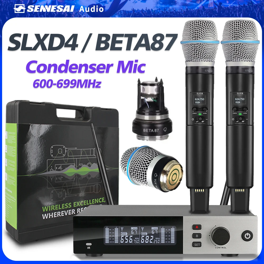 SENNESAI SLXD4 BETA87A Professional Wireless Condenser Microphone System 600-699MHz Stage Performance 2 Channels Metal Handheld