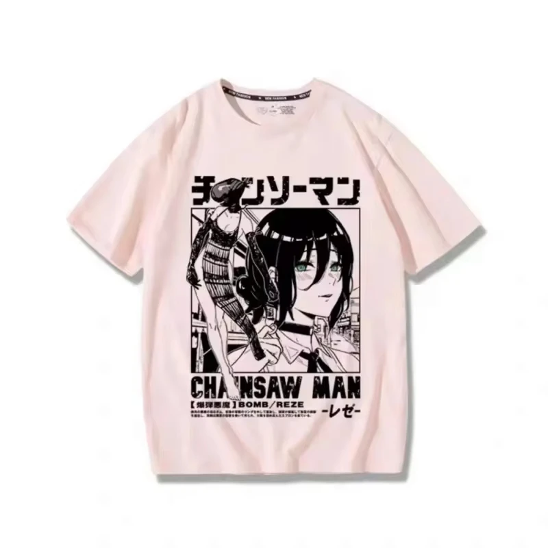 Anime Summer T-shirt Women Chainsaw Man Manga Graphic Men Cotton Short Sleeve Tee Plus Size Women Tops Summer Streetwear image 5