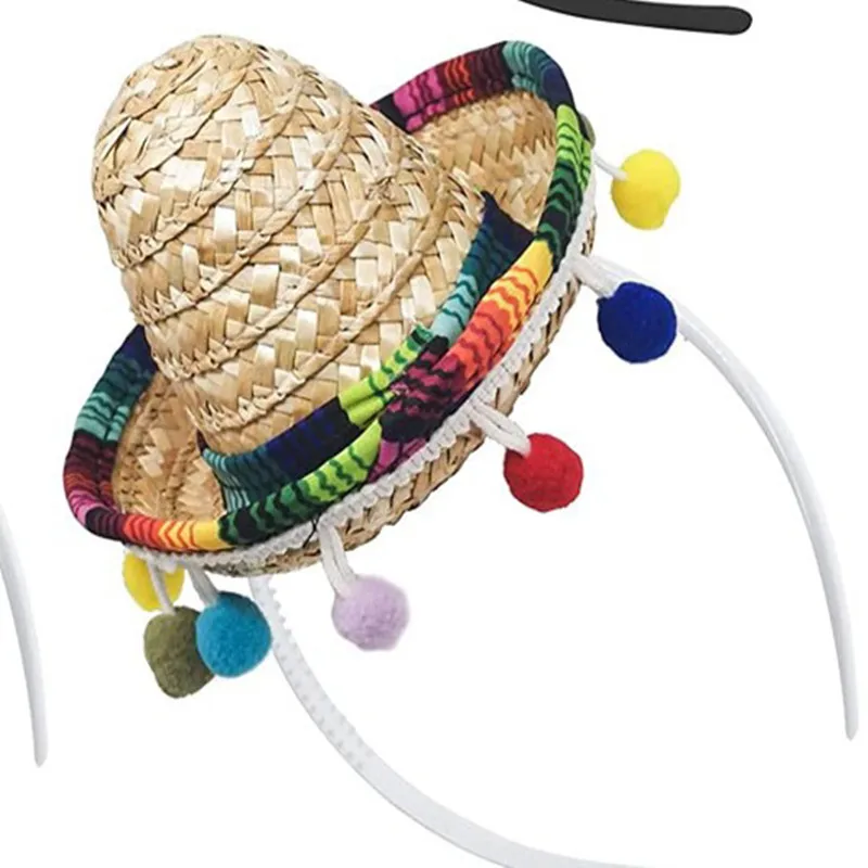 Mini Sombrero mejicano con aros para el pelo, diademas de Sombrero, tocado de Festival, accesorios de rendimiento, Carnaval, Halloween, favores de fiesta