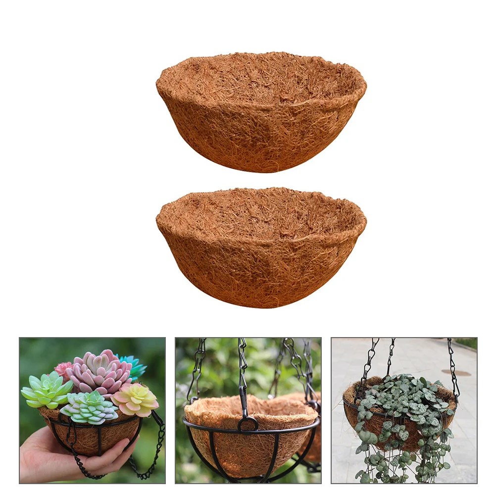 

2Pcs Fibre Flowerpot Liners 30cm Coconut Planter Basket Replacement for Balcony Decor Moisture