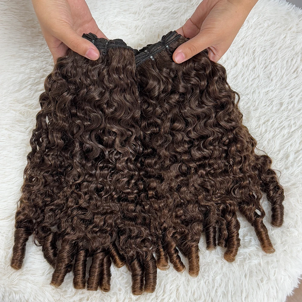 

# 4 бирманских вьющихся пучка человеческих волос 1/3/4 пучки наращивания волос Remy для чернокожих женщин шоколадно-коричневый цвет пучки человеческих волос