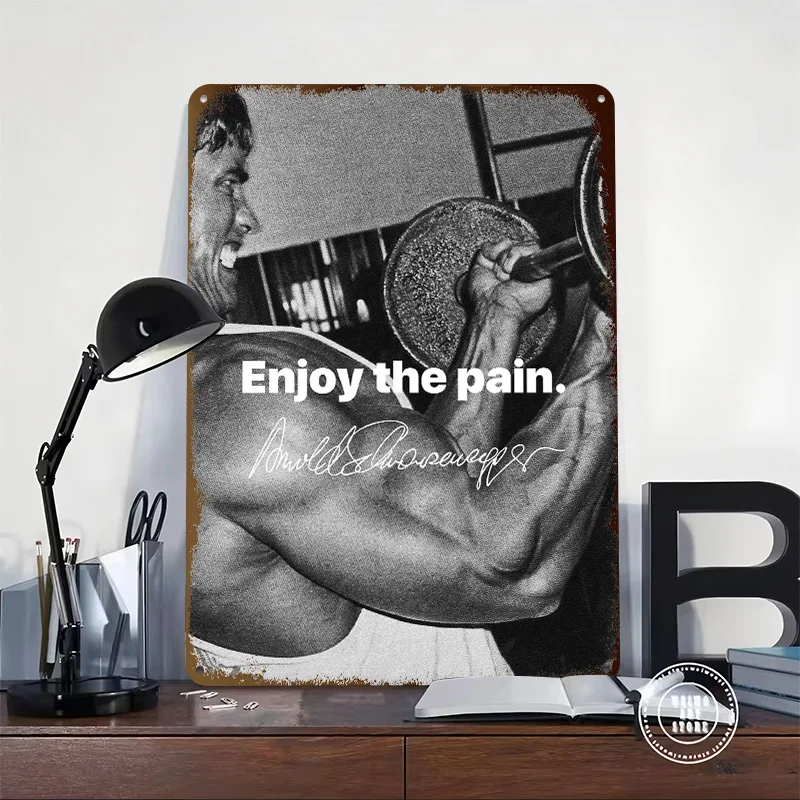 Arnold Schwarzenegger Inspirational Quote Personalized 3D Textured Metal Poster Wall Art Tinplate Sign for Room Decor Wand Deko
