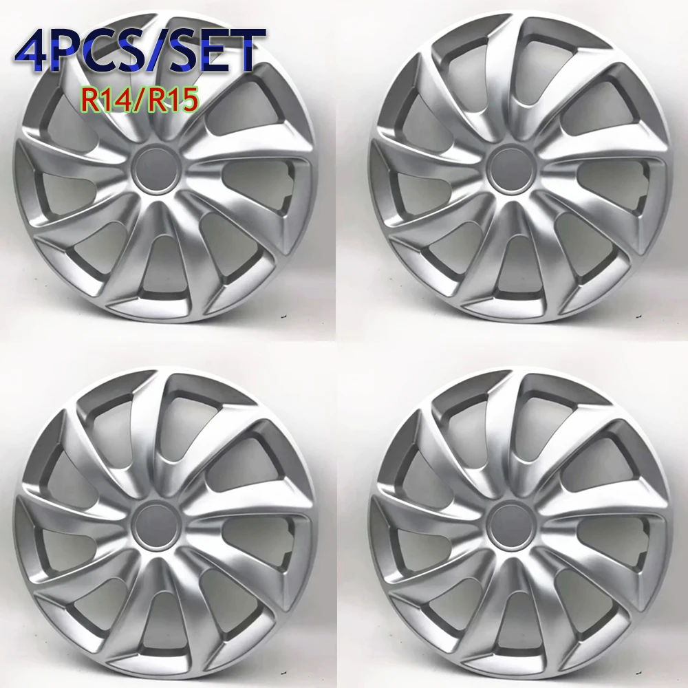 4 unids/set Universal negro plata tapacubos para llanta de hierro cubierta de rueda tapacubos R14 R15 piezas de repuesto de coche Protector de llanta de acero de hierro