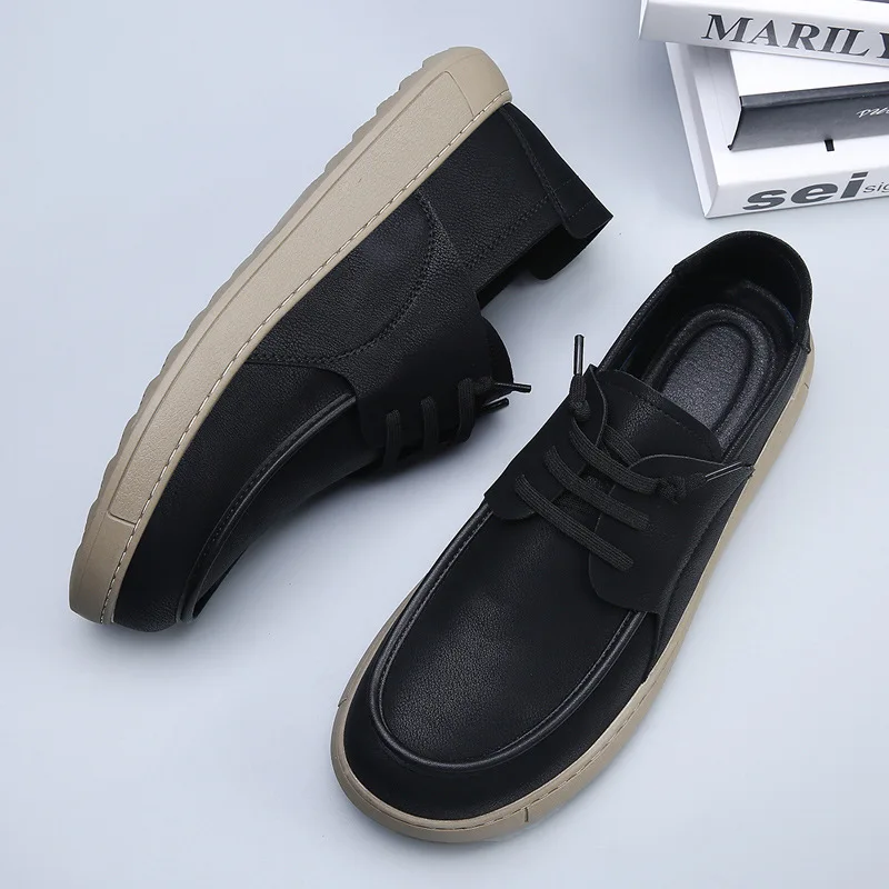 

Мужская повседневная кожаная обувь, уличные дизайнерские деловые повседневные прогулочные туфли на плоской подошве, офисные оксфорды на шнуровке в британском стиле