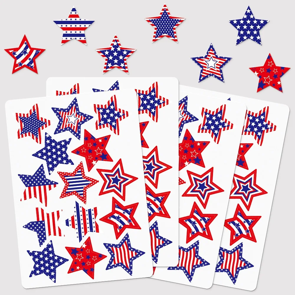 

Star Creative Theme Independence Day Party Stickers Patriotic DIY Decals for Cup Phone Gift Bag 4th of July Decor - 3PCS