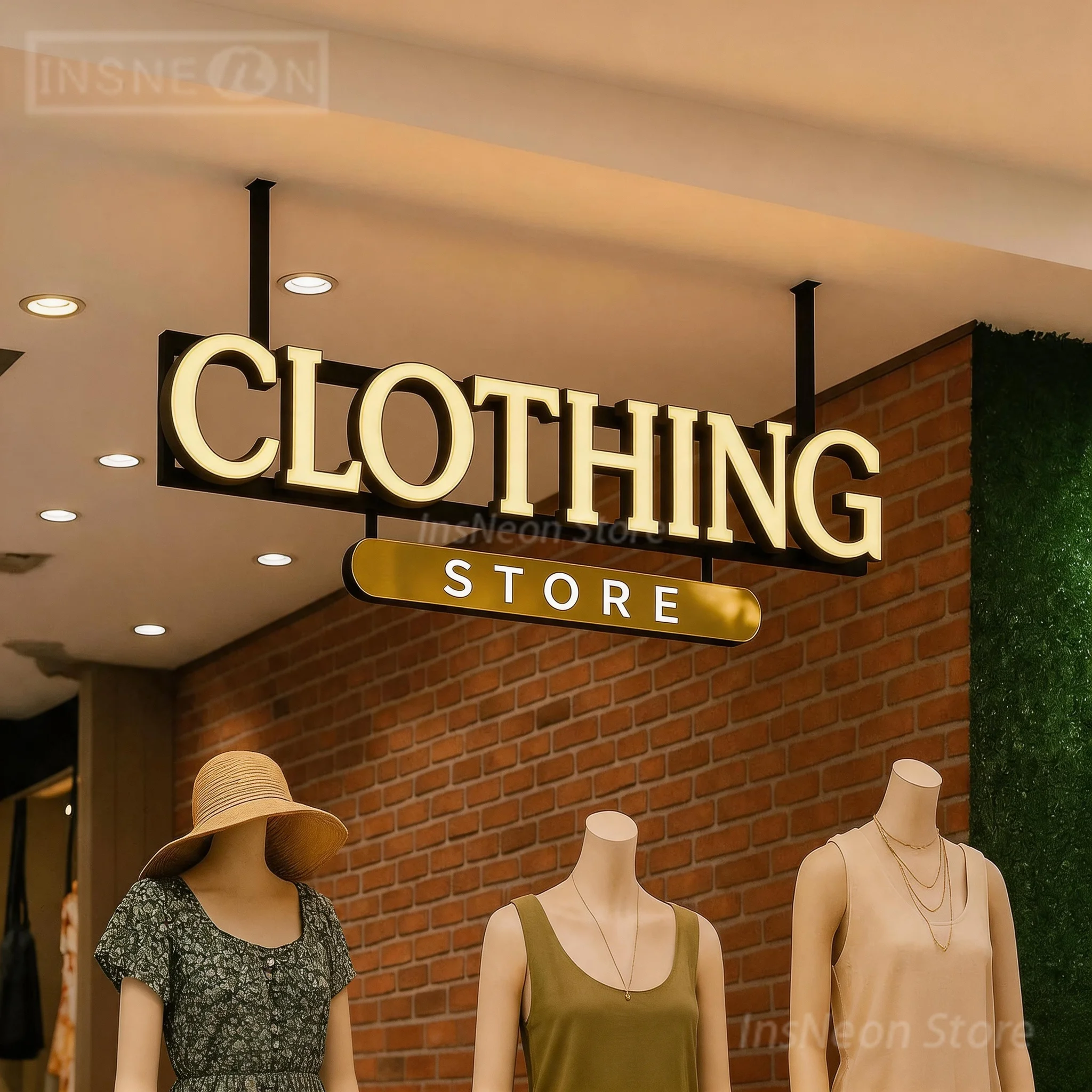 Illuminated 3D Front Lit LED Channel Letter Sign, Custom Magnetic Ceiling Letters for Clothing Store, Mall Boutique Shop Sign