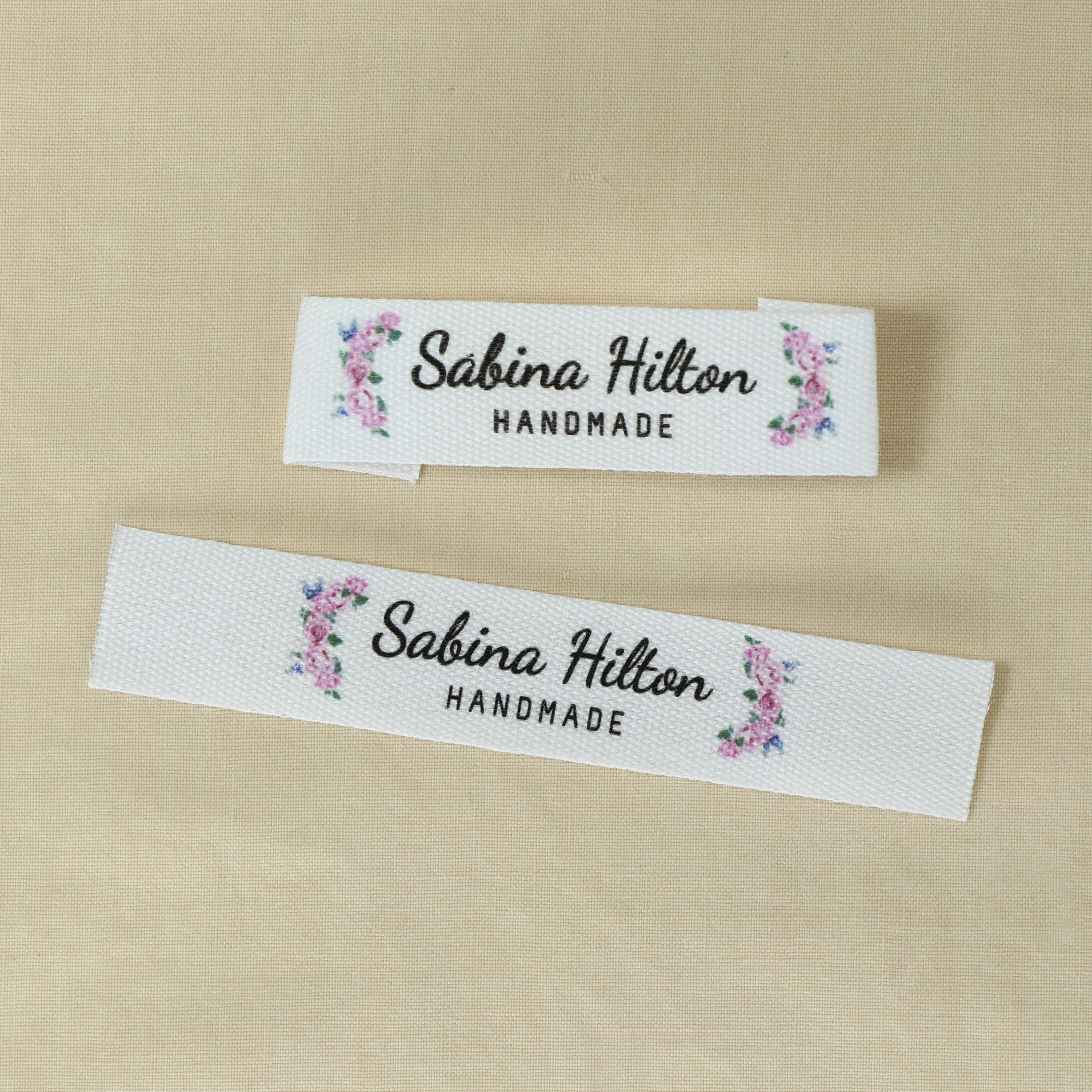 Custom Clothing Labels - Personalized Brand , Organic Cotton Ribbon Labels ,  Logo or Text, Sewing Labels  (FR174)