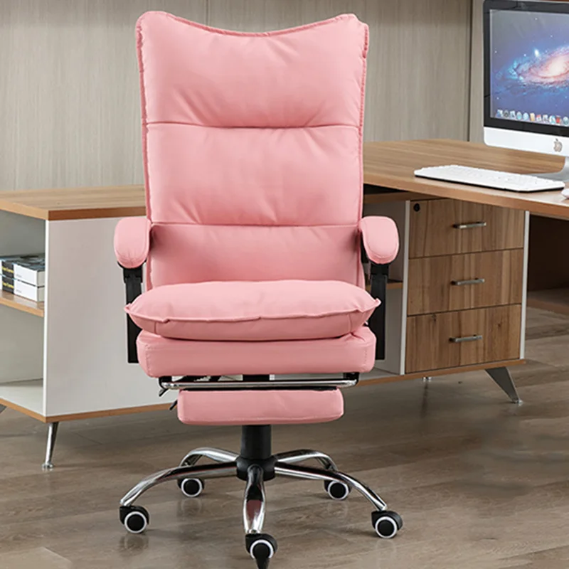 Comfortable Faux Leather Office Chair Support Adjustable Designer Ergonomic Chair Mobile Comfy Silla De Oficina Cute Furniture