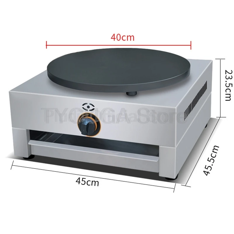 صانع الكريب التجاري يعمل بالغاز تفلون طلاء غير لاصق 2800Pa 40 سنتيمتر سطح الطبخ ماكينة صنع الفطائر لكشك طعام الشارع