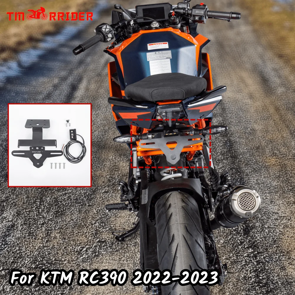 

For KTM RC390 RC 390 2022 2023 Motorcycle Accessories Rear License Plate Tail Tidy Bracket Holder Frame LED Light Plates