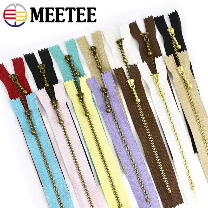 5/10Pcs Meetee 3# 12/15/20cm Close-end Metal Zippers Closure for Sewing Repair Kit Tools Garment Purse Bags Accessories