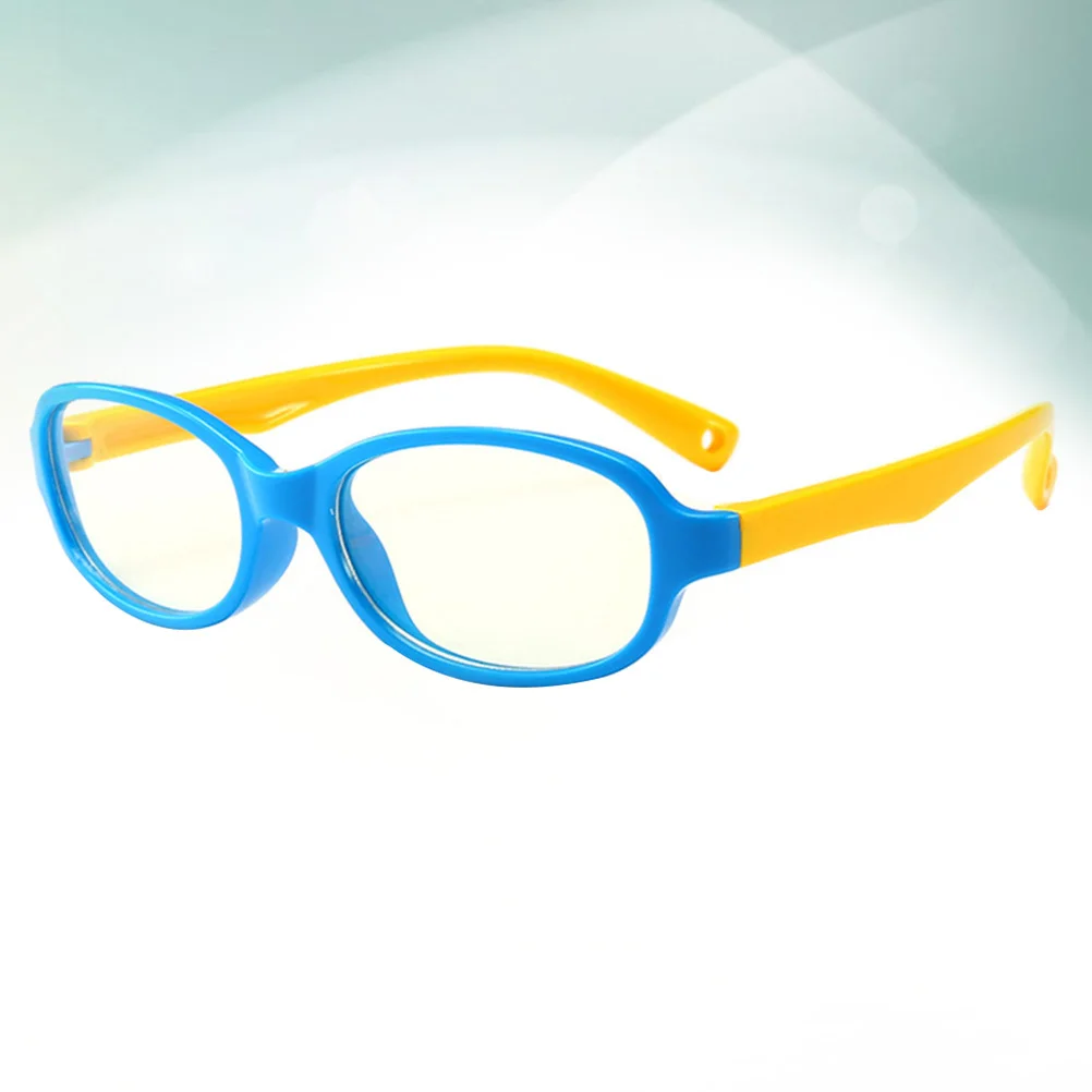 

Silicone Anti-Blue Light Glasses Blue Yellow Frame Soft Lightweight Kids Party Photo Prop for Holiday Anti-Blue Light Glasses