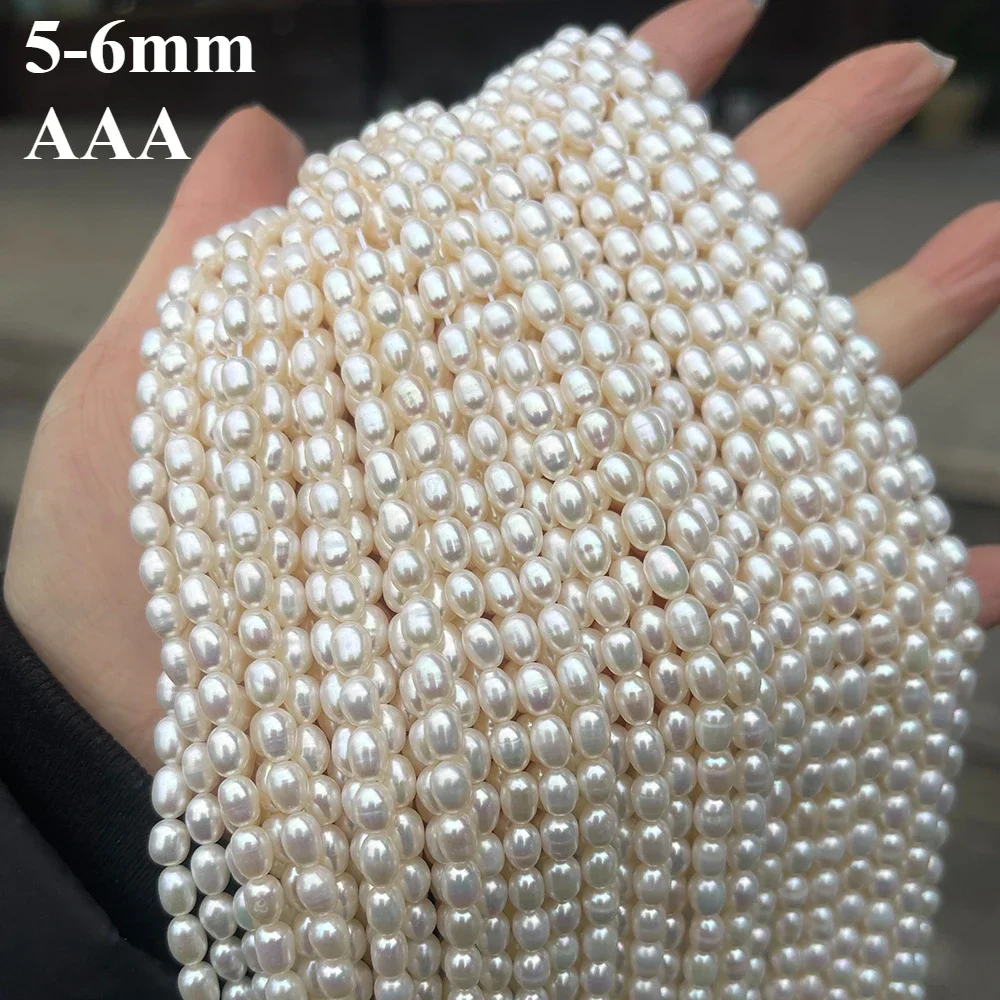 

5-6mm AAA Natural Freshwater White Pearl Rice Shape Bead Christmas Gift for Women Jewelry Make DIY Necklace Bracelet Accessories