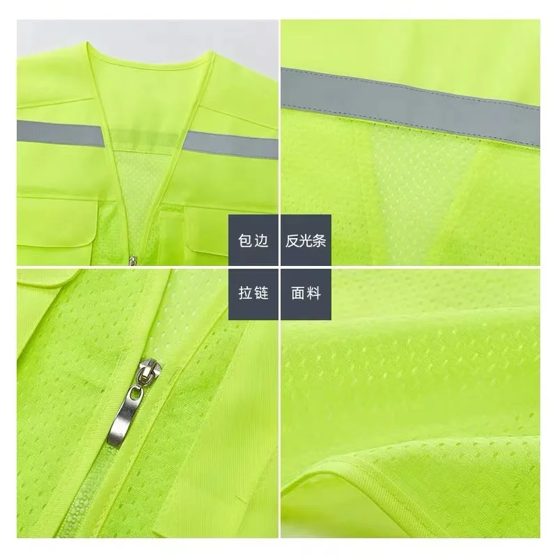 High Visibility Multiple Pockets Breathable Reflective Safety Vest Construction Site Night Riding Reflective Vest