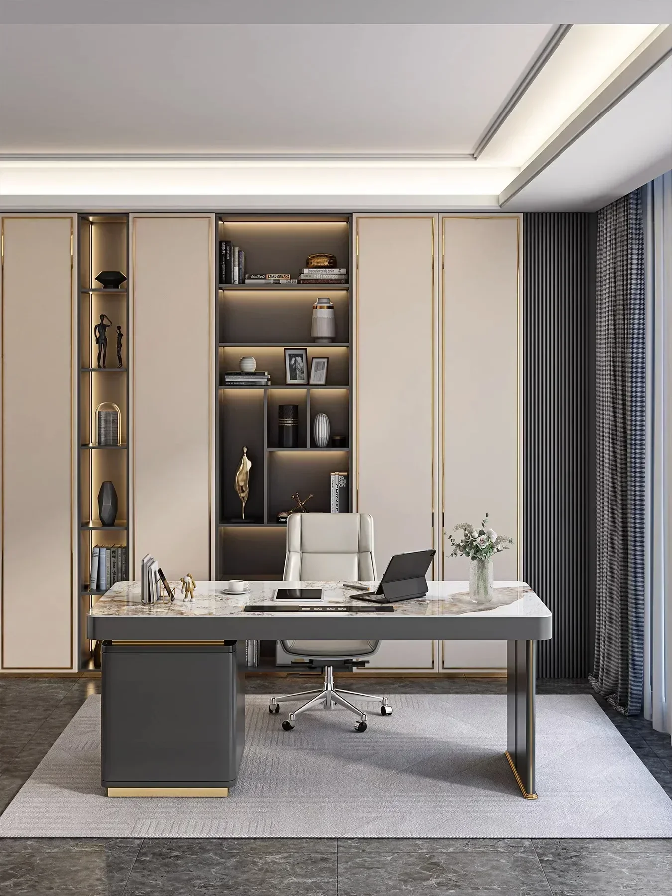 ls 42ls 42Stone Plate Desk Home Study Desk Light Luxury Modern Designer Advanced Sense Computer Desk