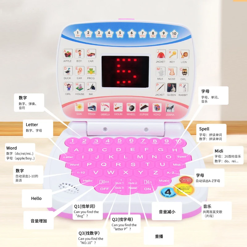 ミニラップトップ,早期教育マシン,LEDディスプレイ,学習マシン,就学前の言語,子供向けのおもちゃの贈り物