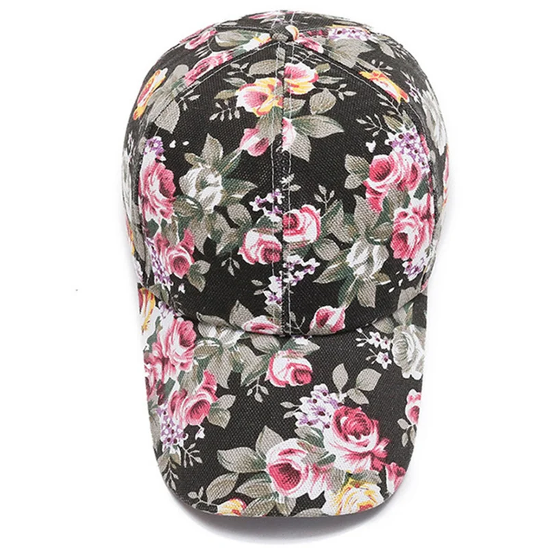 Fashion Women\'s Summer Cap Floral Print Trucker Hat Outdoor Streetwear Cap Female Baseball Cap With Flowers And Plants Design