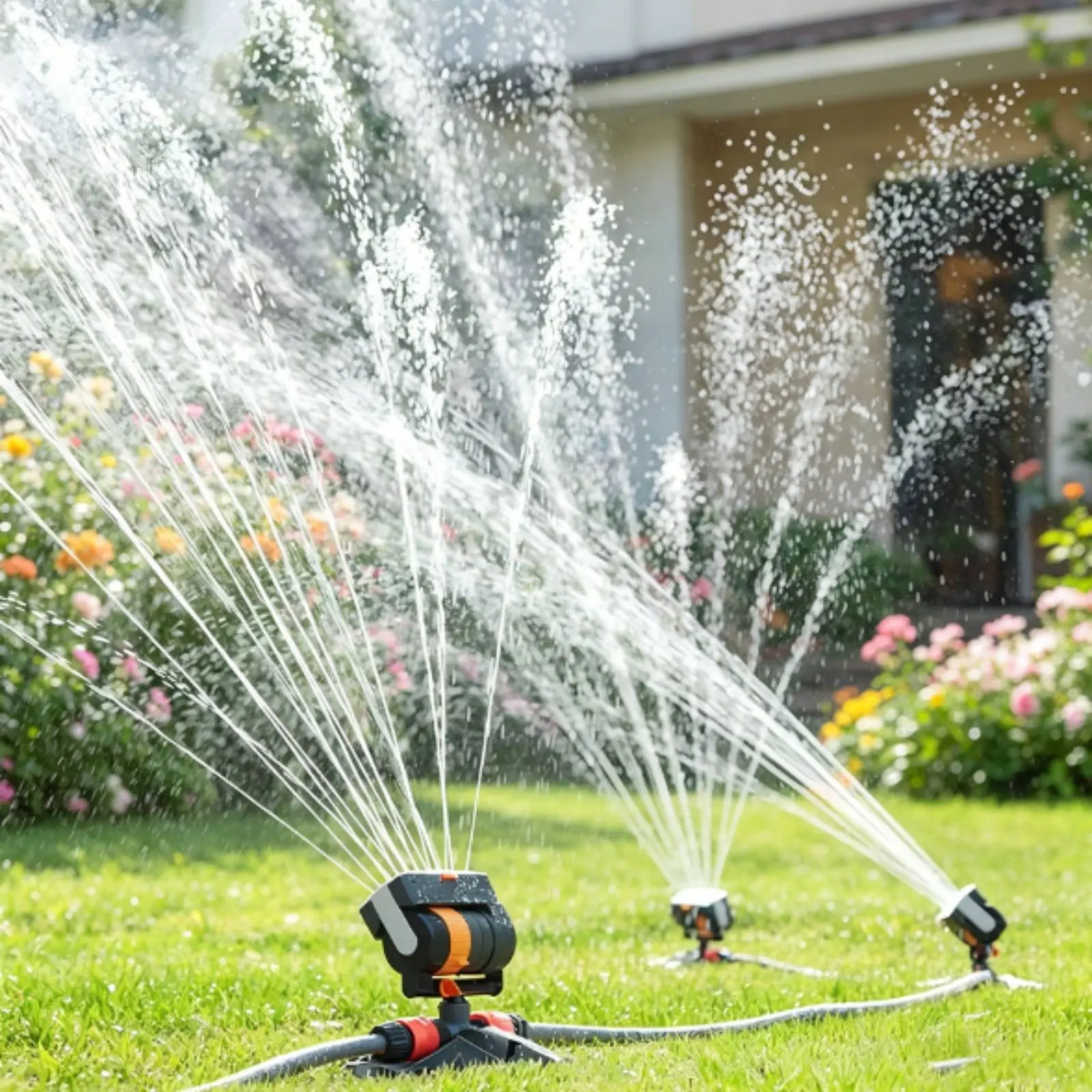 Oscillating Sprinkler Adjustable Spray Pattern Rectangular Sprinkler Garden Equipment Plastic Large Coverage for Lawn