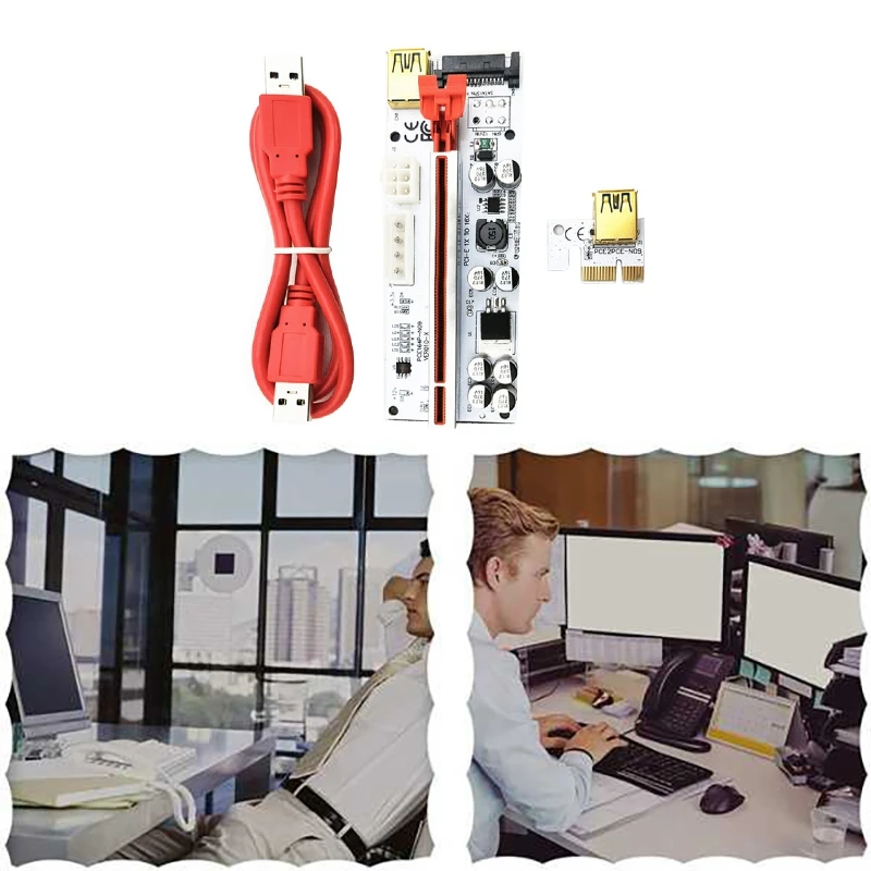VER010-X PCIE Riser 1X sampai 16X USB3.0 SATA3.0 6PIN + 4PIN ekstensi grafis untuk kartu adaptor bertenaga penambangan GPU BTC