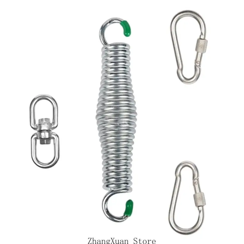 Hanging Chair Spring Stainless Steel Suspension Hardware Set with Spring, 2 Locking Carabiners and Link for Swing Chair Setup