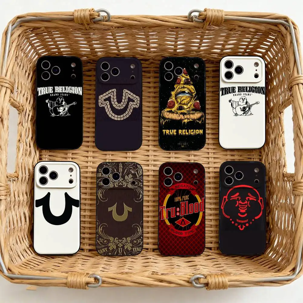 Funda para Teléfono T-True Religion para iPhone 17 16 15 14 13 12 11 X XR XS Plus Pro Max Mini, Cubierta Negra Suave