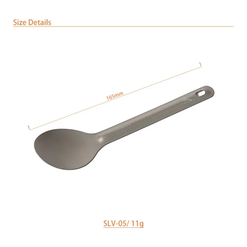 TOAKS SLV-05 Titanium Spoon Outdoor Picnic and Household Dual-Use Tableware 165mm 11g