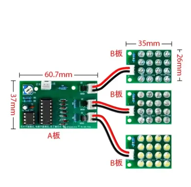 DIY kit for red, blue, and white flashing lights NE555+CD4017 LED alarm lights