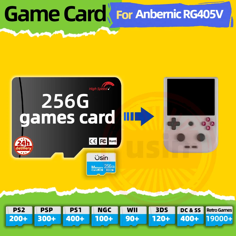 

Game Card For Anbernic RG405V RG406V RGCUBE TF Retro Games PS2 PSP PS1 Android portable Handheld Gaming SD Card High Speed 256G