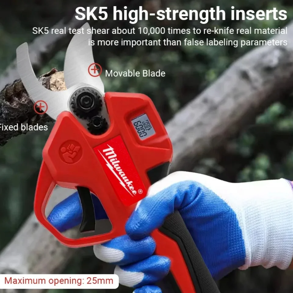 

Original Milwaukee brushless electric pruning shears LED display cordless scissors 18V battery gardening orchard tools.