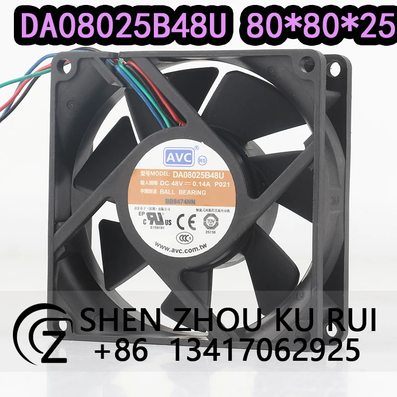 AVC 5V 48V 0.14A 8025 Four-wire PWM Intelligent temperature speed control DA08025B48U cooling fan