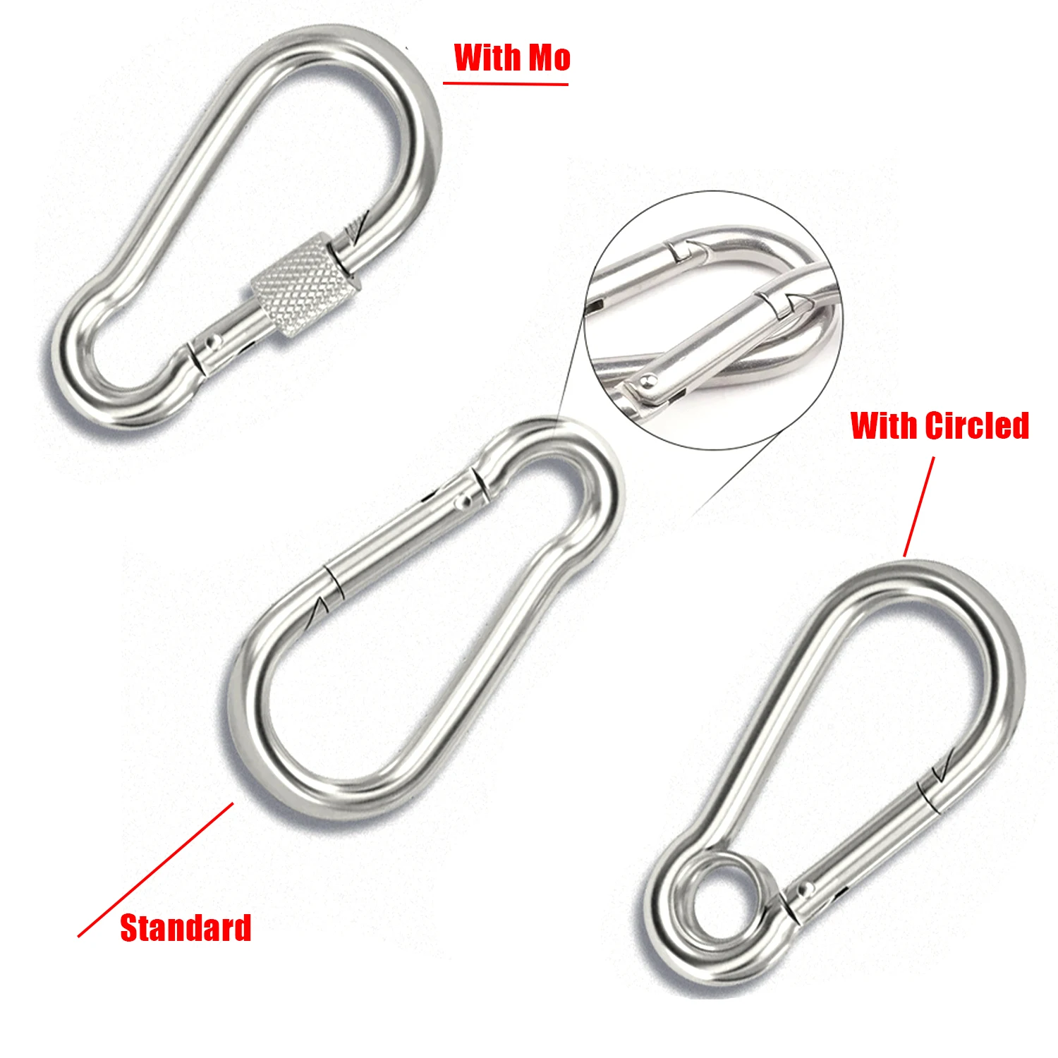 M4-M10 304 Stainless Steel Spring Snap Carabiner Quick Link Lock Ring Hook snap shackle Chain Fastener Hook Support Customize