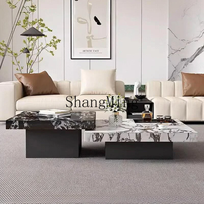 FG good-looking  light luxury rock slab marble coffee table modern simple minimalist living room household small apartment