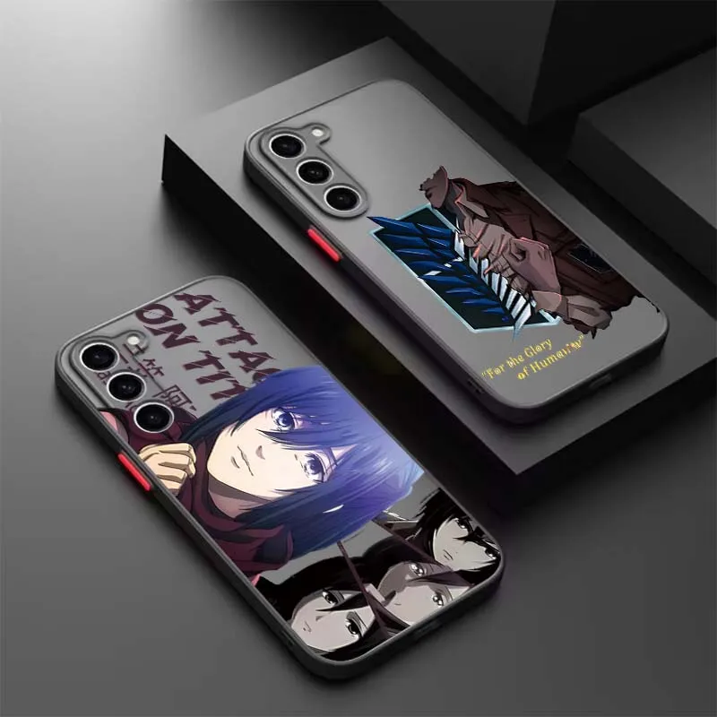 

Attack on Titan Popular Anime Phone Case For Samsung A56 A42 A36 A34 A33 A32 A23 A16 A04 A03 Note 20 5G Frosted Translucent