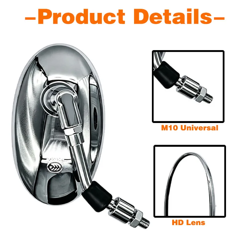 M10 Universal-Rückspiegel für MT-03 MT-07 MT-09 Motorräder, Elektrofahrräder und Roller, verchromte Seitenspiegel. – Detail 5