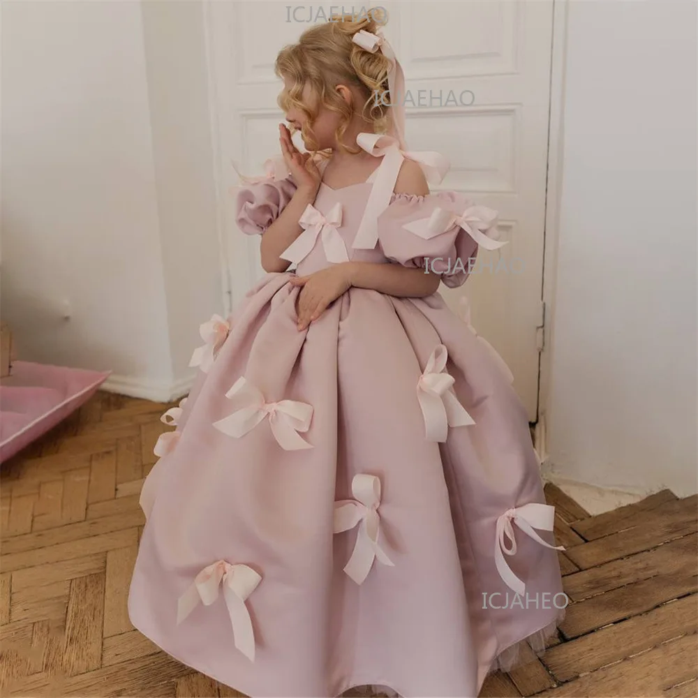 Girls' Dress Puff Sleeve Sweet Fashion Big Kids Performance Party Gown  Girl Wedding Celebrationl Party Evening Gown