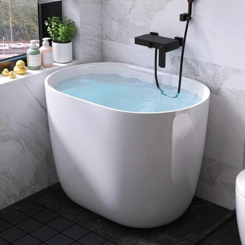 Simple wind bathtub household small apartment acrylic sitting independent integrated movable Japanese deep bubble