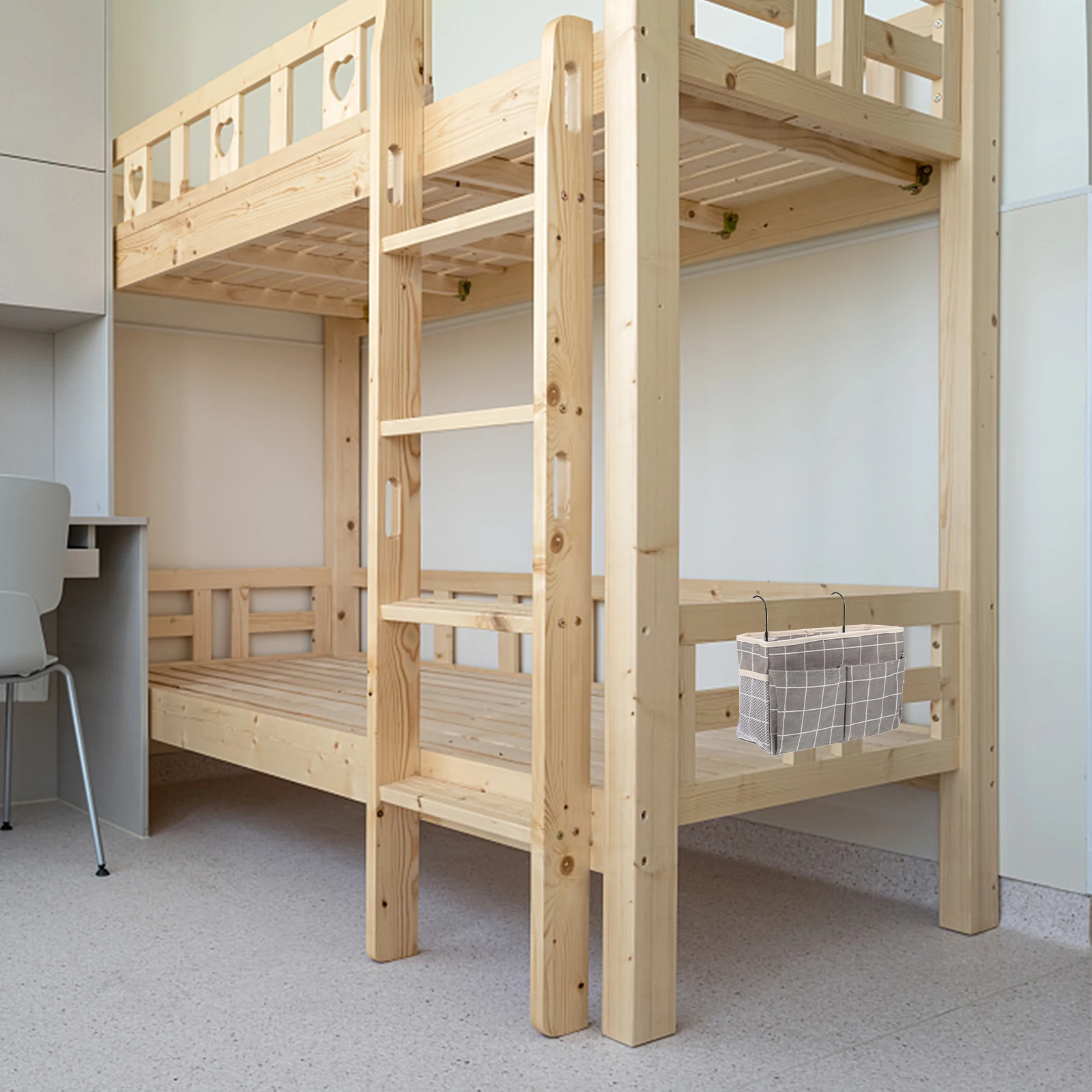 

Polyester Hanging Storage Pouch Bedside Organizer Dorm Basket Multipurpose Container for Phone Chargers Books Snacks