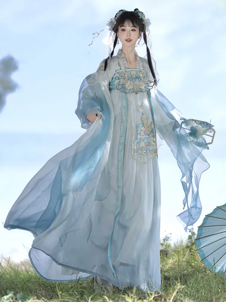 

Оригинальная женская юбка длиной до груди Hanfu, универсальная новая модель, высокая талия, полиэфирное волокно, весенний сезон 202, китайский заказ